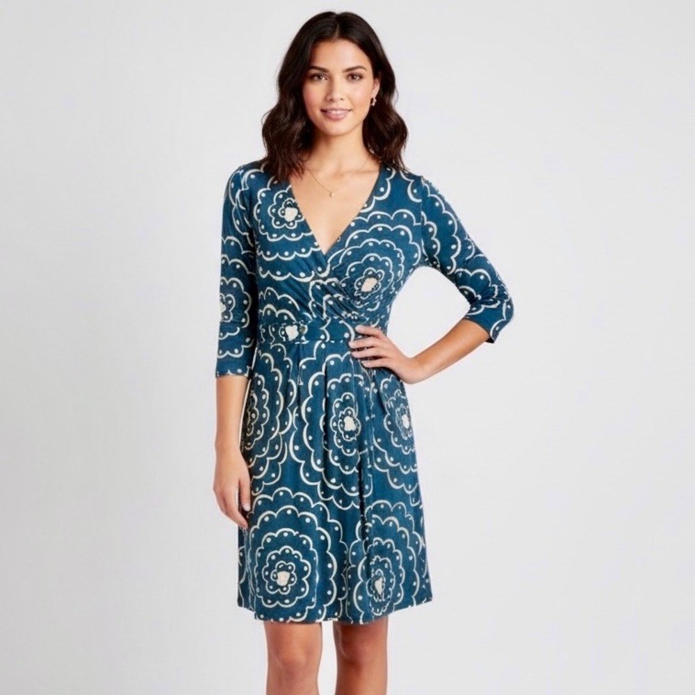 Boden Gathered Band Tunic‎ Dress Women 10 Petite Gray Short Length Stretch